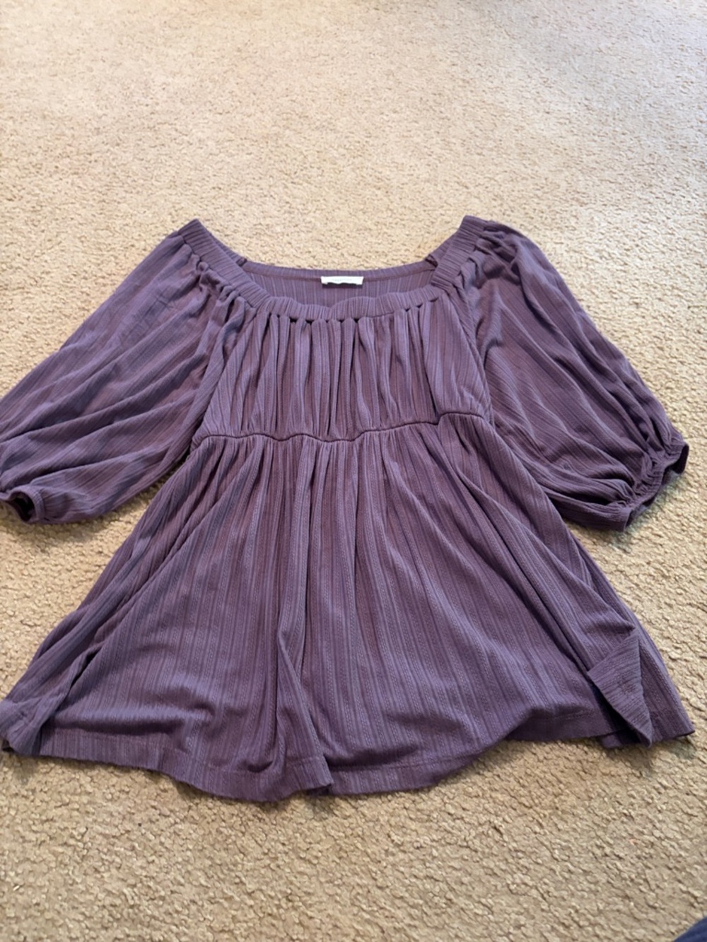 Flowy Peasant Tunic Top in Mauve Purple